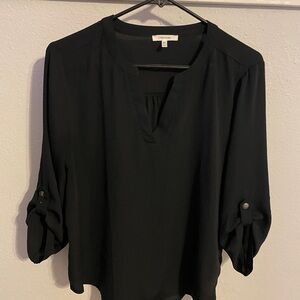 Maurices Black Blouse with Buttoned Sleeves